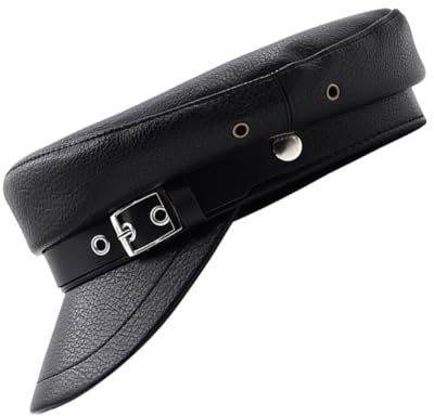 GAROZATION Damen Beret Hut Aus Pu-Leder Atmungsaktive Cabbie Kappe Mit Schnalle Eleganter Yacht Hut Für Kostümpartys Und Rollenspiele Vintage Stil Für Frauen