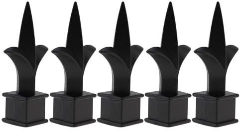 5 Stück Zaun-Endstücke, 1,6 cm, PNXKTXO schützende schwarze Beschichtung, Aluminiumlegierung, vierseitige Zaunkappen, passend für 1,6 cm quadratische Lattenrohre, wasserdichte Metallzaun-Endstücke