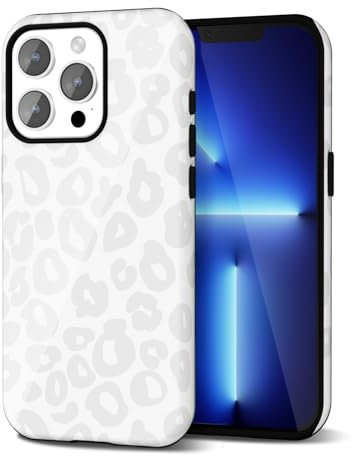 Svanove Cheetah Print iPhone 13 Pro Max Case, Girly Leopard Pattern, Retro Cool Animal Print, Luxury Cute Case for Women, Aesthetic Y2k Hard Shell Plastic, White