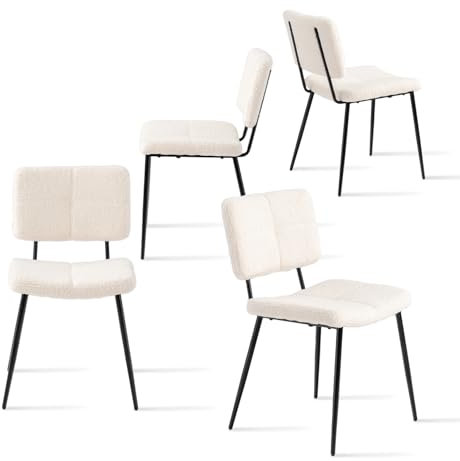 MEUBLE COSY Juego de 4 Sillas de Comedor Escandinavo Tapizadas en Tela de Bucle sin Reposabrazos con Patas Metal para Cocina Salón Dormitorio Oficina, Marrón