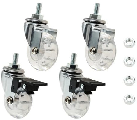 DCDCD 4 Stücke 2 Zoll M8x15mm Schraubgewinde Vorbau Rollen Bürostuhl Lenkrolle Klare Lenkrollen Mit Bremse for Sofa Stuhl Schrank Für Möbel