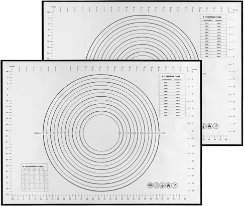 Beylce 2 Stück Backmatte Silikon, Antihafte Rutschfeste Silikonmatte 70 x 50 cm, Teigmatte Teigunterlage mit Messung für Fondant Pizza Brot Matte BPA Frei
