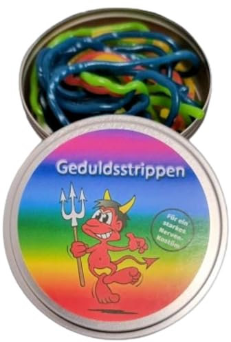 Geduldsstrippen aus der Dose Fruchtgummi Nervennahrung Geschenk zur Entspannung Spaßgeschenk Lustig (4 Geschmacksrichtungen) Metalldose