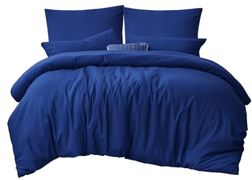 RUIKASI Bettwäsche 220x240 Blau 3teilig - Königsblau Mikrofaser Bettwäsche-Sets Oeko-TEX, Bettbezüge 220 x 240cm + 2 Kissenbezüge 80x80cm mit Reißverschluss, Weich und Bügelfrei