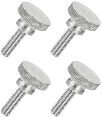 sourcing map 4 PCS M6 x 20mm Flat Knurled Head Thumb Screws,304 Stainless Steel Fully Threaded Thumbscrew Bolts Fasteners for Lighting Household Appliances Electronic Equipment