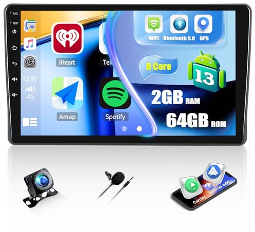 CAMECHO [8CORE 2G+64G] Android 13 Autoradio per Fiat Panda 2003-2012 con DSP Carplay Navi, 9 Pollici Stereo con Schermo con Bluetooth 5.0 Android Auto RDS 32EQ Mirror Link+Mic+Telecamera Posteriore