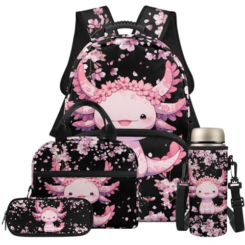 Dolyues Komplettes Mädchen-Rucksack-Set für Kinder im Alter von 3–16 Jahren, inklusive isolierter Lunchbox, Federmäppchen und Wasserflaschenhülle