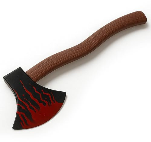 Bloody Axe With Brown Handle Fancy Dress Accessory - Bloodied Axe Halloween Costume Accessory 49 cm Long Plastic Axe Trick Prop Weapons for Halloween & Film Fancy Dress