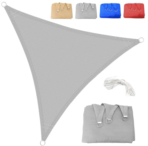 YAOYI Dreieckiges Sonnensegel 3x4x5m Atmungsaktives HDPE Outdoor-Vordach 95% UV-Schutz für Terrasse, Garten, Hof, Deck, Pergola mit Seil, Grau (Wir stellen benutzerdefinierte Größen her)
