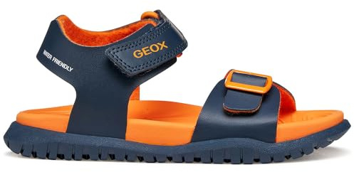 Geox J FUSBETTO BO Sandal, Navy/Orange, 39 EU