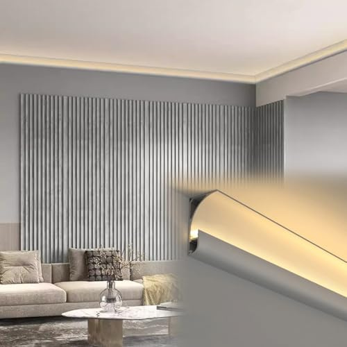 YUEKOPOU LED-Lichtkanal, Deckenbeleuchtung, Sockelleisten, LED-Sockelleiste Aluminiumkanal Aufputz for indirekte Beleuchtung Mehrfarbig Packung mit Mehreren Mengen(White 10pcs)