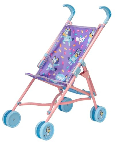 ColorBaby Bluey Carrito bebé Paseo Juguete, 53 cm, Cinturón Ajustable, Sillita muñecas, Plegado Tipo Paraguas, Juguetes para 2 años niña, Mi Primer Carro de muñecas, Cochecito Juguete (39148)