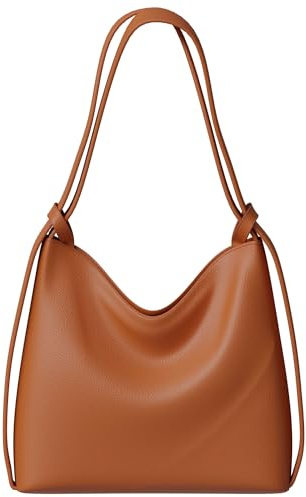 KMISSO Damen Schultertasche & Rucksack 2-in-1 – vegane Leder Tasche 38x36x8 cm, designed in Italy, wandelbare City Bag mit Reißverschluss & Innenfächern, moderne Hobo Rucksacktasche Damen