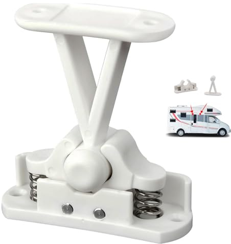 Static Caravan Door Retainer Catch Caravan Door Stops with Stainless Steel Springs Windproof T Type Holder Clip for Motorhome RV, Secure Doors Stop for Campers, Boat Locker