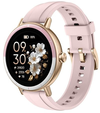 Ostark Smartwatch Mujer 1.27” Full Touch TFT-LCD, Llamadas Bluetooth y Asistente de Voz AI, 100+ Esferas en la Nube, 100 Modos Deportivos, Monitor de Ritmo Cardíaco 24/7, SpO2, HRV, IP68