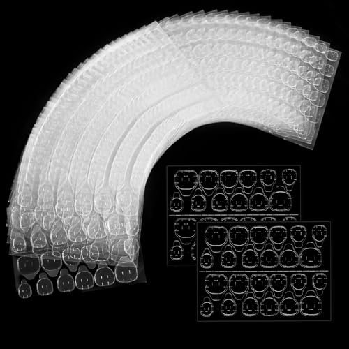 3360 Stk/ 140 Blatt Nagel Klebepads, Press On Nails Klebepads, Doppelseitiger Jelly Gel Tape, Nagelkleber Pads für künstliche Nägel & Press On Nails transparent, 12 Größen