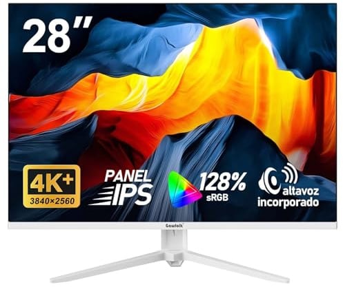 Gawfolk 28 Pulgadas 4K UHD IPS Monitor de PC, Altavoces Integrados | Resolución 3840×2560, 3:2, 1070 Millones de Colores, 128% sRGB178° visión, DP1.4/HDMI2.0, blanco
