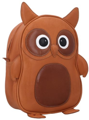 Gusti Leder Rucksack Joni - Kinderrucksack im Eulen Design mit Brustgurt und AirTag Fach