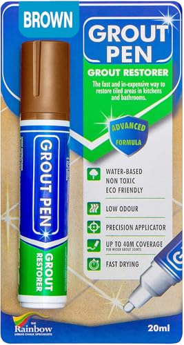 Grout Pen Large Brown - Revives & Restores Stained Tile Grout Leaving a Clean Fresh Look
