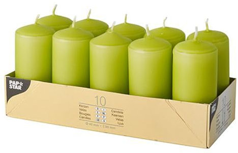 PAPSTAR 4x10 Stumpenkerzen Ø 40 mm 90 mm Kiwi 10585