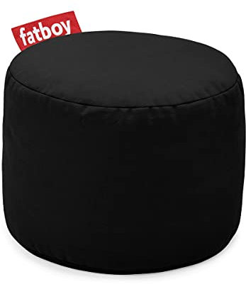 Fatboy Sitzhocker Rund Point Stonewashed Baumwolle - Puff Hocker Wohnzimmer - Schlafzimmer - Ottoman - Pouf - Footstool - 35x50x35cm (LxBxH) - Black