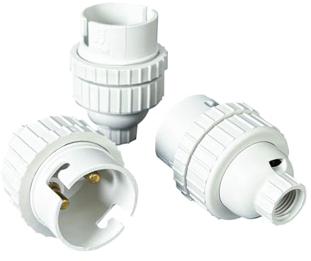 Tibelec - Douille B22 Plastique Double Bague Passe Fil Culot Femelle 1