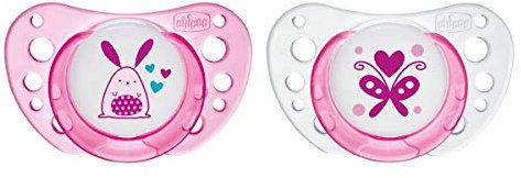 Chicco Succhietto Physio Air in Caucciù, Ciuccio per Bimba, 0-6 Mesi, 2 Pezzi, Colori Assortiti