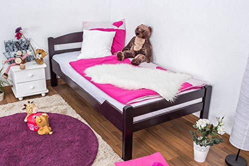 Kinderbett/Jugendbett Easy Premium Line K1/2n, Buche Vollholz massiv schokobraun lackiert - Liegefläche: 90 x 190 cm