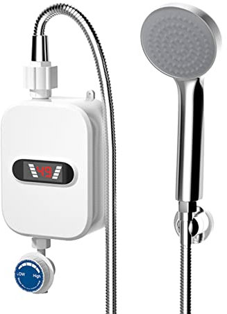 Dimweca Agua eléctrico sin Tanque, para Ducha, con Pantalla LED 3,5 kw, Agua Caliente instantáneo 220 V.