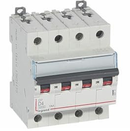 408114 Disjoncteur Tétrapolaire 4a - 4p Courbe D - 6/10ka - à Vis - Legrand Dx3
