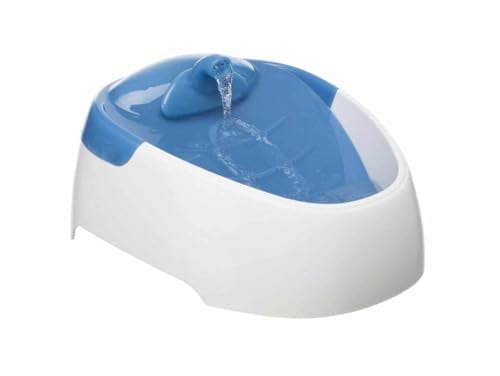 TRIXIE elektronischer Wasserspender Trinkbrunnen Duo Stream, Kunststoff, 1 l/20 × 12 × 23 cm, weiß/blau - 24462