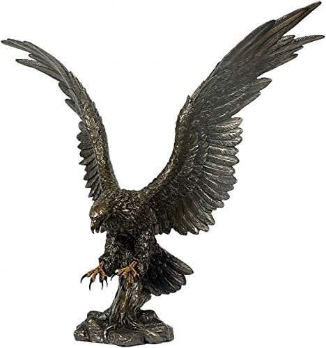 Figur Adler mit ausgebreiteten Schwingen bronziert Aufstellfigur Raubtier Vogel