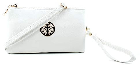AOSSTA Womens Small Crossbody Bag for Girls Crossbody Phone Bags Mini Shoulder Handbag With Wristlet Adjustable Strap (3141 White)