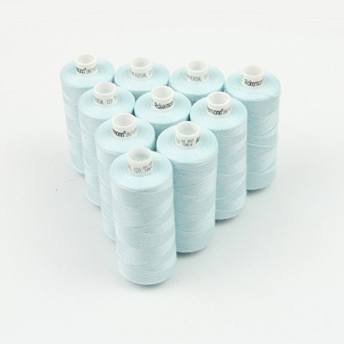 Ackermann 10x 1.000m UNIVERSAL NÄHGARN, Stärke 120, Qualitätsgarn, Nähmaschinengarn, Overlock Garn, Garn für Overlock-Nähmaschinen (0727 Arktisblau)