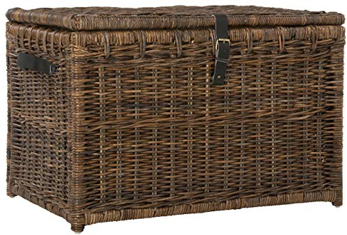 happimess HPM9004A Michael Wicker Storage Trunk Collapsible for flat storage, Rattan-Sarang Buaya, Coastal for Office, Dorm Room, Bedroom, Dining Room, 35, Brown