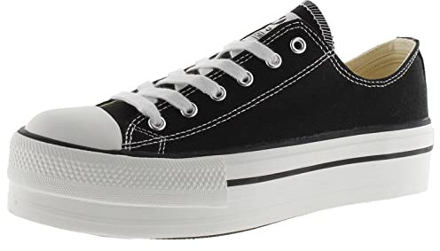 victoria Basket Tribu Lona & Doble Plataforma 1061100 para Mujer Negro 37