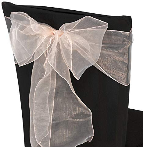Lot de 10 rubans de chaise en organza, nœuds plus larges pour housse de chaise pour mariage, anniversaire, réception, Noël, événements, décoration d'anniversaire | 23 couleurs | Or rose