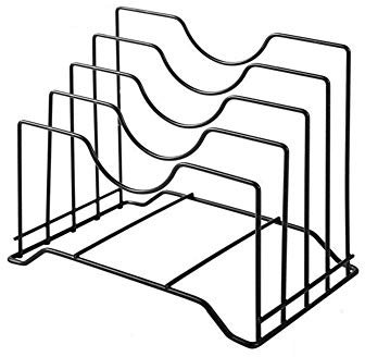 Stainless Iron Cutting Board Holder, Lid Holder, Pot Lid Rack Organizer Kitchen Cabinet Rack Storage with 4 Sectional (Black) by ERYA