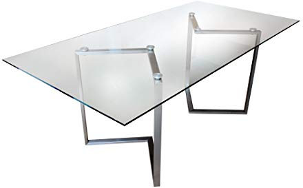 CHYRKA® Esszimmertisch Esstisch SOKAL Wohnzimmertisch Bürotisch Computertisch Beistelltisch Edelstahl Schminktisch Moderne Design Glas Schreibtisch (120 x 80 cm)