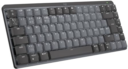 Logitech MX Mechanische kabellose Mini-Tastatur mit Beleuchtung | Klickende Tasten, Skandinavisches QWERTY-Layout - Graphit