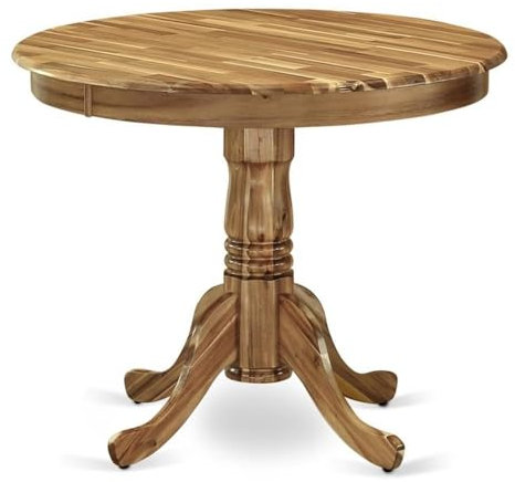 East West Furniture ANT-ANA-TP Antiker Esszimmertisch – eine runde Küchentischplatte mit Sockel, 91,4 x 91,4 cm, Natur