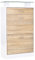 HOMCOM Armoire à Chaussures Meuble Rangement Chaussures 2 Portes abattantes 2 Compartiments, tiroir, Plateau en Verre - Bois chêne Blanc