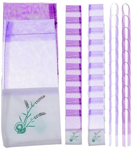 Wakauto 20 Stück Lavendelbeutel Leer,Lavendelbeutel Baumwolle 15 x 7.2 x 0.2cm,Lavendel Beutel Leere Duft Lavendelsäckchen Kordelzugbeutel Sack Duftsäckchen Lila