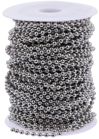 VILLCASE Kugelkette Edelstahl, 30 Meter Länge 4,5mm Durchmesser Kugelkette Edelstahl, 1 Rolle Perlen Rollenkette Perlenkette Verlängerung Schmuck Basteln Zubehör Kugelkette Schwarzs für DIY