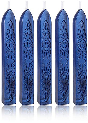 Yoption 5Pcs Navy Blue Sealing Wax Sticks with Wicks for Wax Seal Stamp