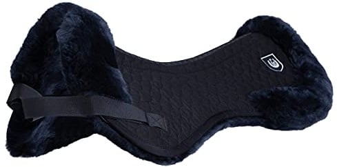 Lammfell Sattelpad Rand Ultra von Christ – Sattelkissen mit Fellrand + Wirbelsäulenfreiheit (kein Fell entlang des Wirbelkanals), Lammfellpad in weiß, schwarz, rot und braun, Größe Pony & Warmblut