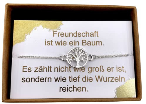 ONDEGO Lebensbaum Freundschaft HANDMADE in GERMANY Armband Freunde beste Freundin Freundschaftsarmband (Armband Silber)