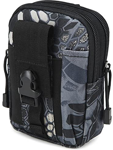 NuCamper Tactical Molle EDC Hüfttasche Kompakte Tasche, Mehrzweck-Utility Tactical Pouch Gürtel Handyholsterhalter für Workout Wandern Camping Outdoor Tear (Pythons Grain Black)