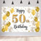 50. Geburtstag Deko für Männer/Damen, 50 Geburtstag Stoff Schild Plakat, 50. Jubiläumsparty Hintergrund Banner, Geburtstagsdeko Weiß und Gold, 1,5m
