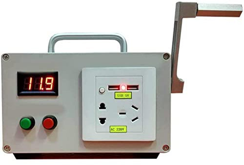 MYENA Générateur de manivelle à Main Portable, Mini Alimentation à manivelle de 220 V avec 2 Ports USB 2 Prises 2 Prises, capacité de Batterie de 6600 mA